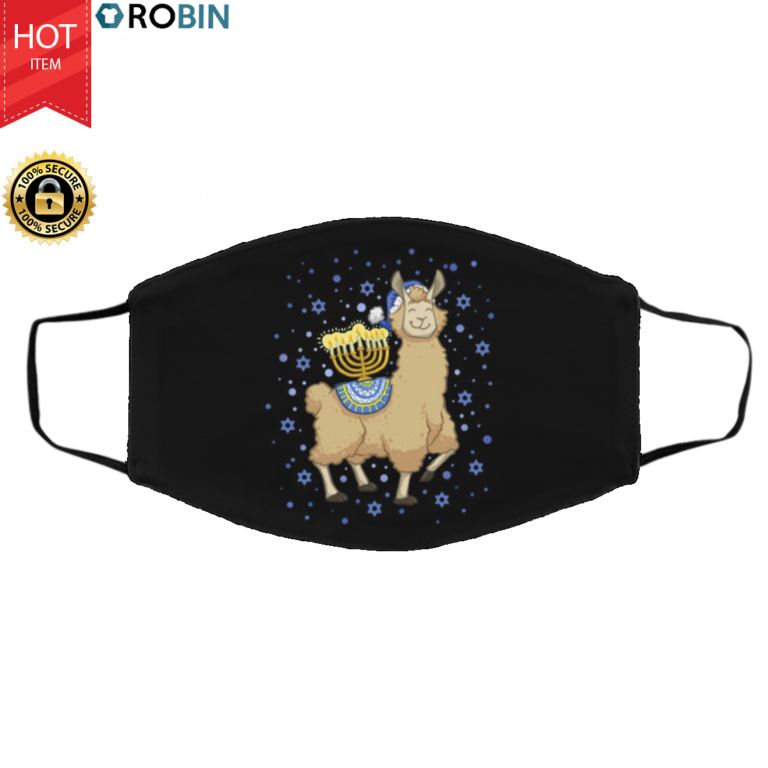 Menorah Hanukkah Llama Happy Llamakkah Llama Face Mask