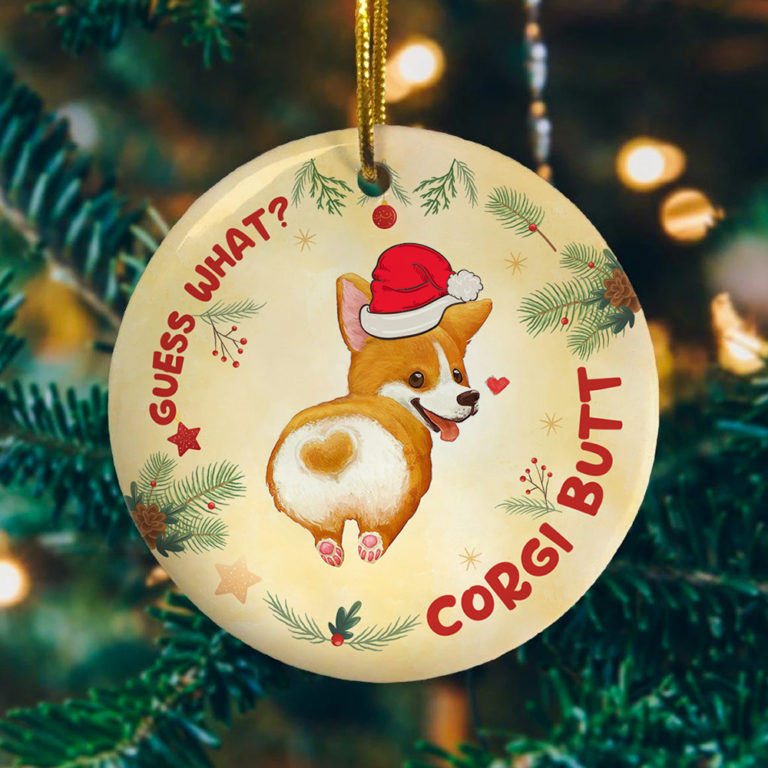 Guess What Corgi Butt Decorative Christmas Ornament Decorative Ornament