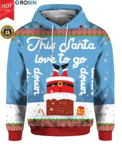 Santa Goes Down 3D Ugly Christmas Sweater Hoodie