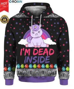 Unicorn I’m Dead Inside 3D Ugly Christmas Sweater Hoodie
