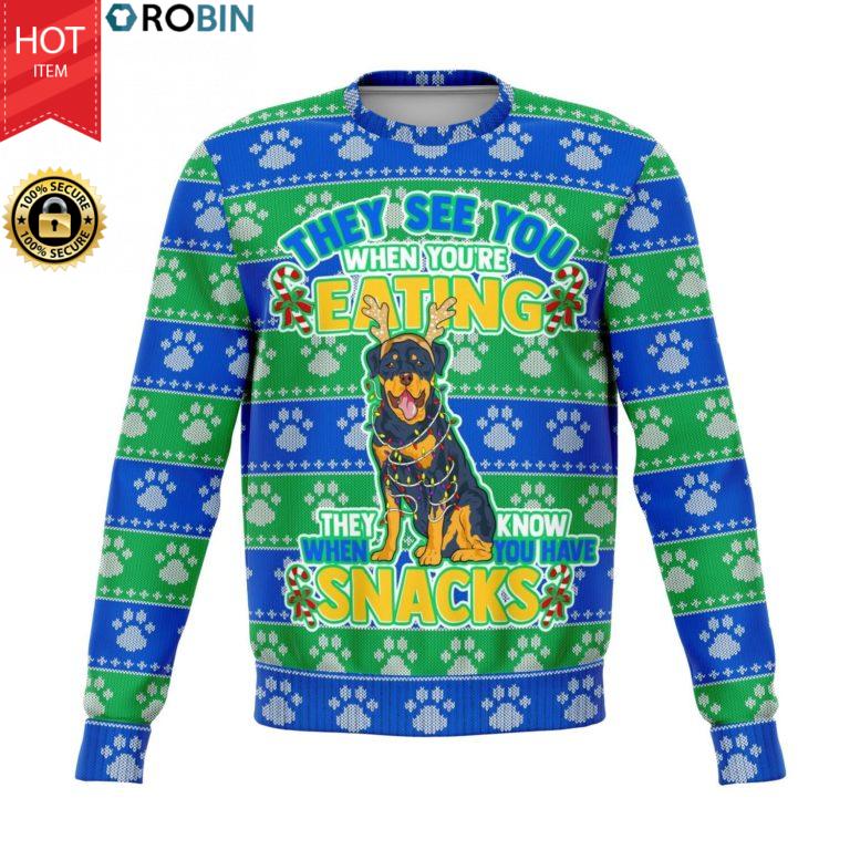 Rottweiler See You Eating Snacks All-Over Printed Wool Sweaters