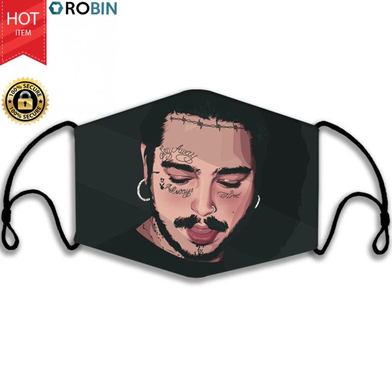Post Malone Stay Away Always Tattoos Face Mask + PM2.5 Filter