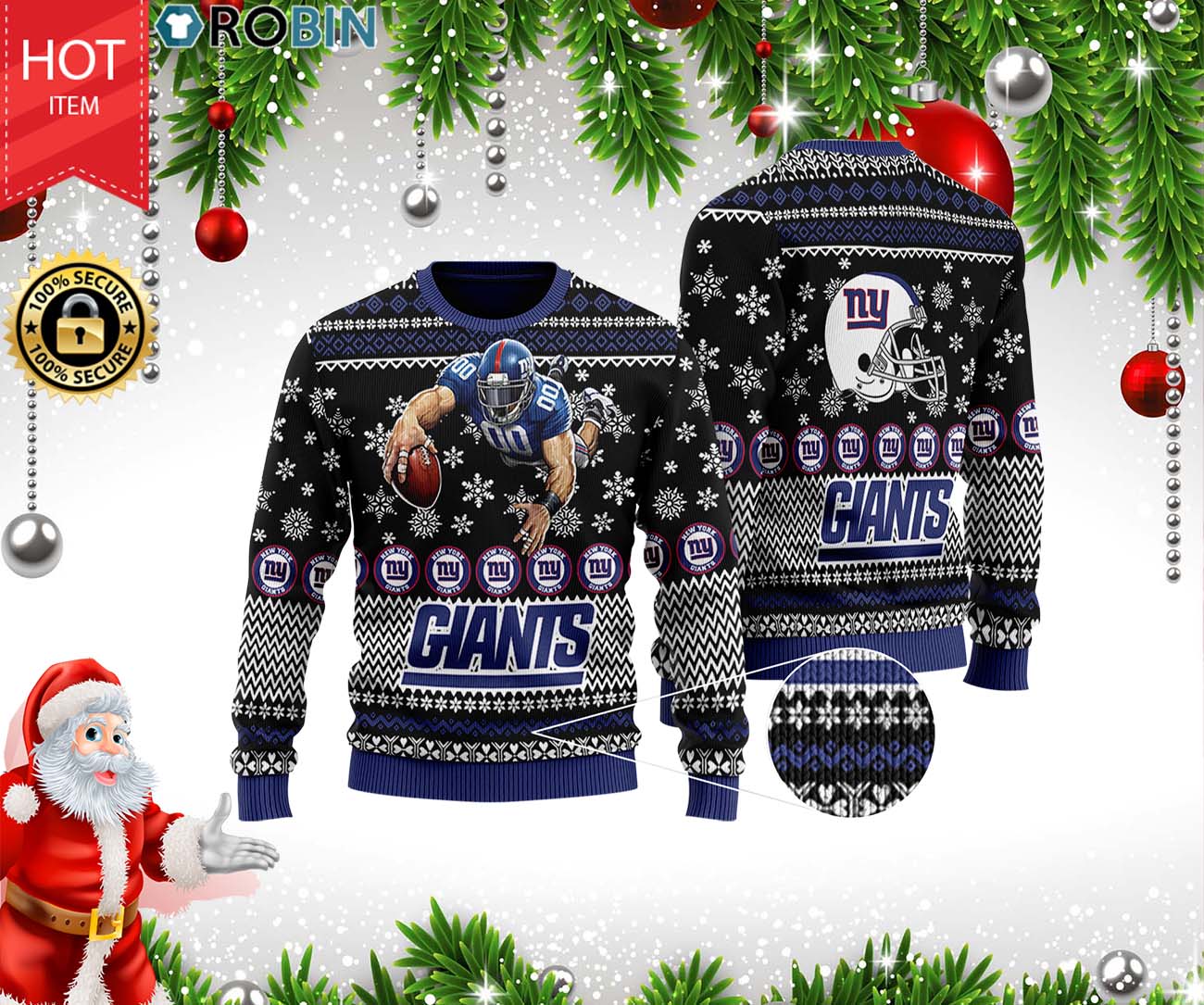 New York Giants Full Print Ugly Christmas Sweater 3D - RobinPlaceFabrics