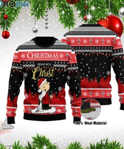 Snoopy Christmas Begins With Christ Woolen Sweater