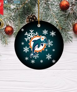 Miami Dolphins Merry Christmas Circle Ornament