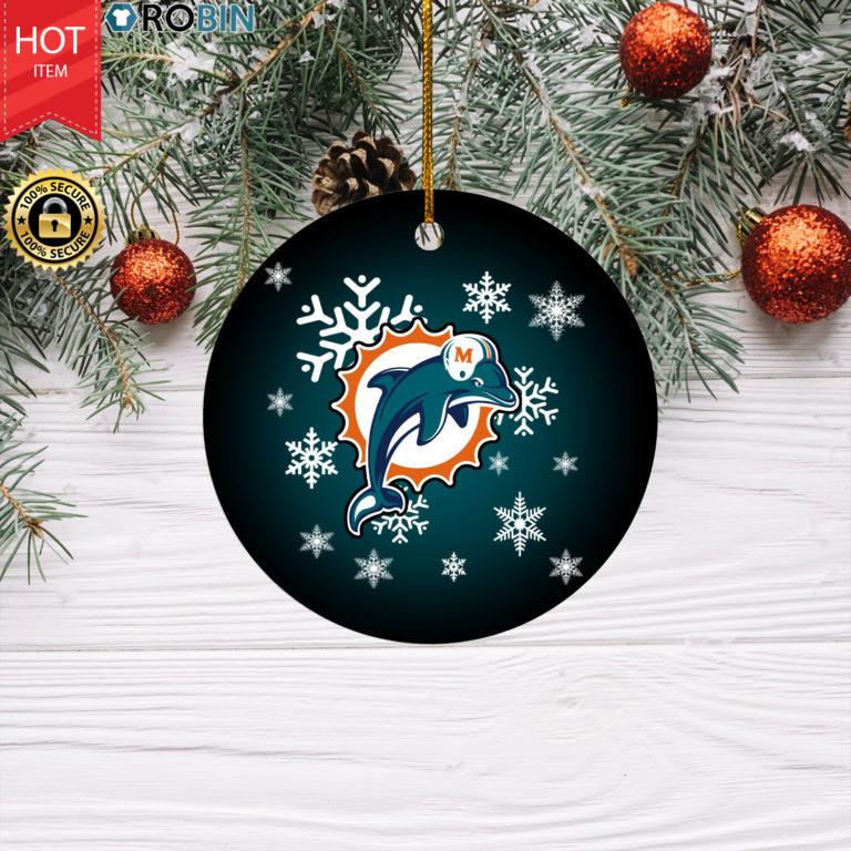 Miami Dolphins Merry Christmas Circle Ornament