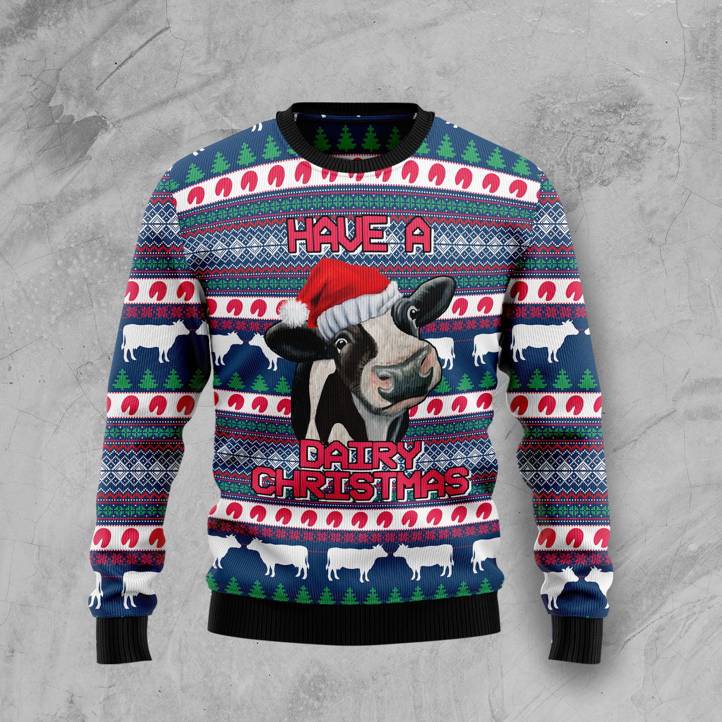 Cow Dairy Christmas Christmas Wool Sweater - RobinPlaceFabrics