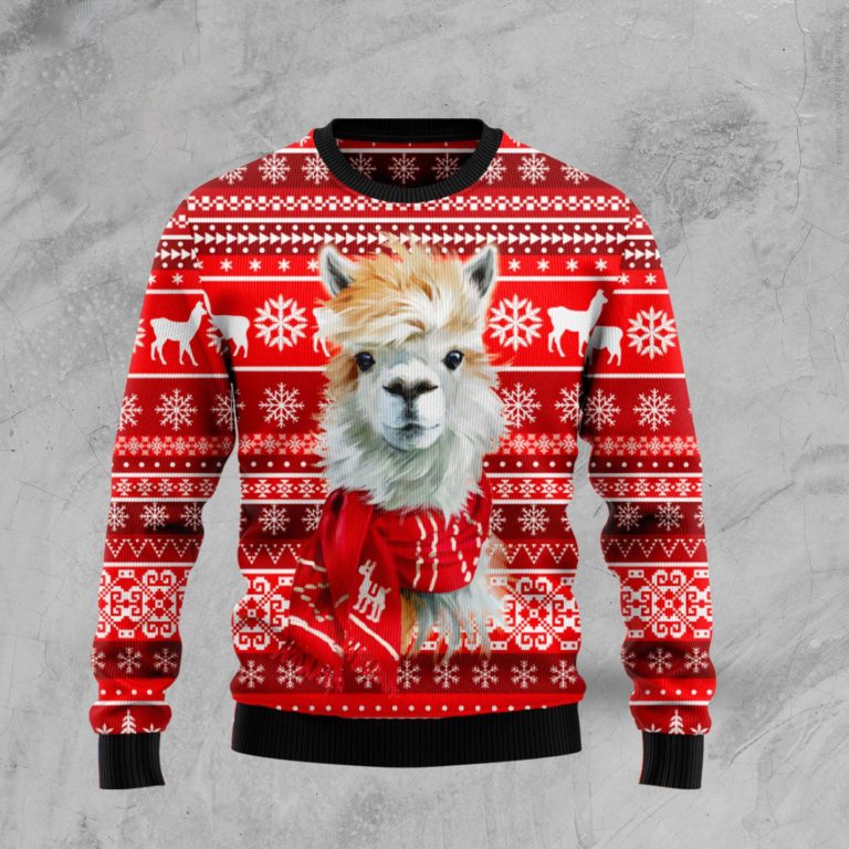 Festive Llama Xmas Christmas Wool Sweater