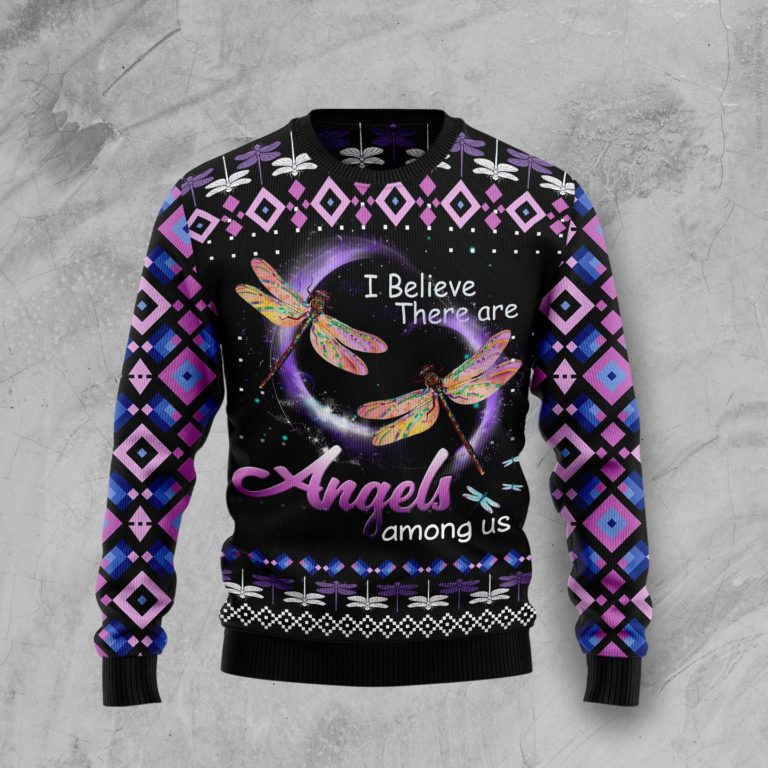 Dragonfly Angels Christmas Wool Sweater