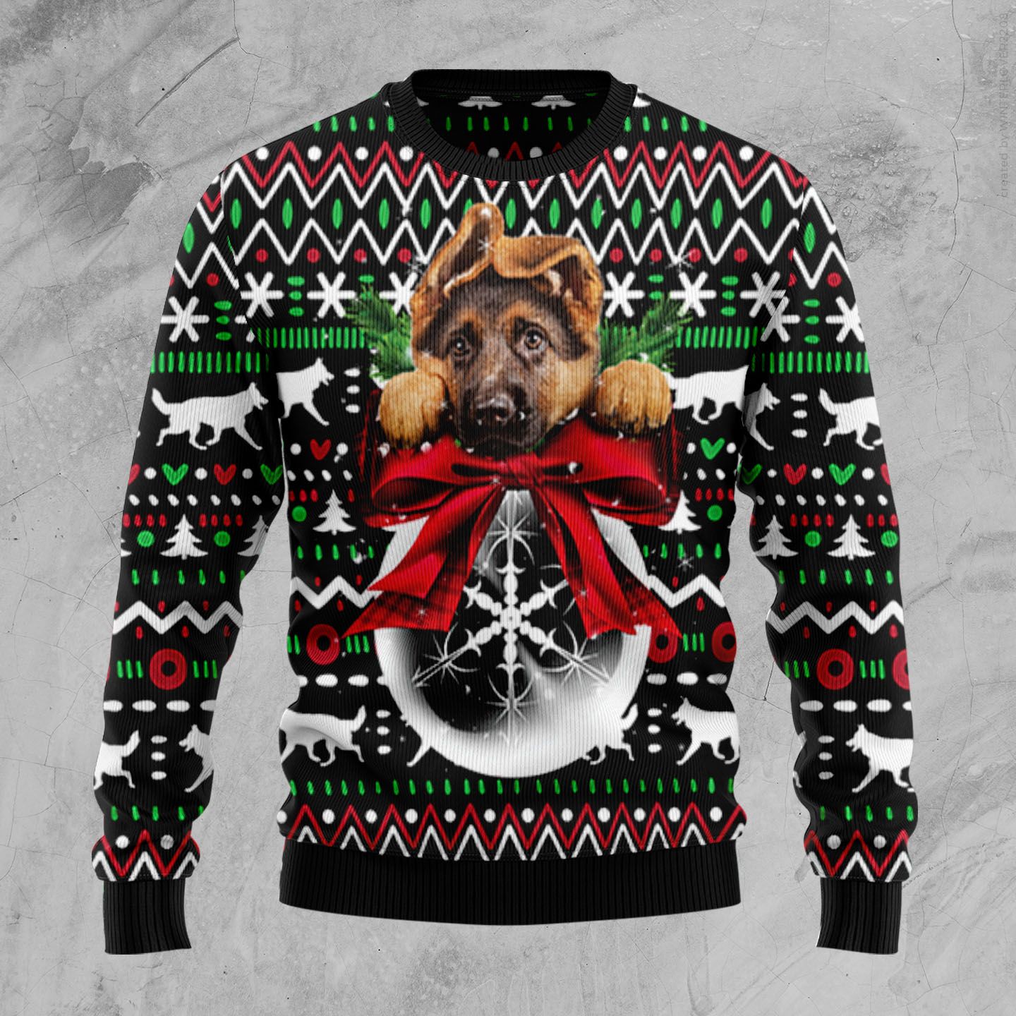 German Shepherd Xmas Ball Christmas Wool Sweater - RobinPlaceFabrics