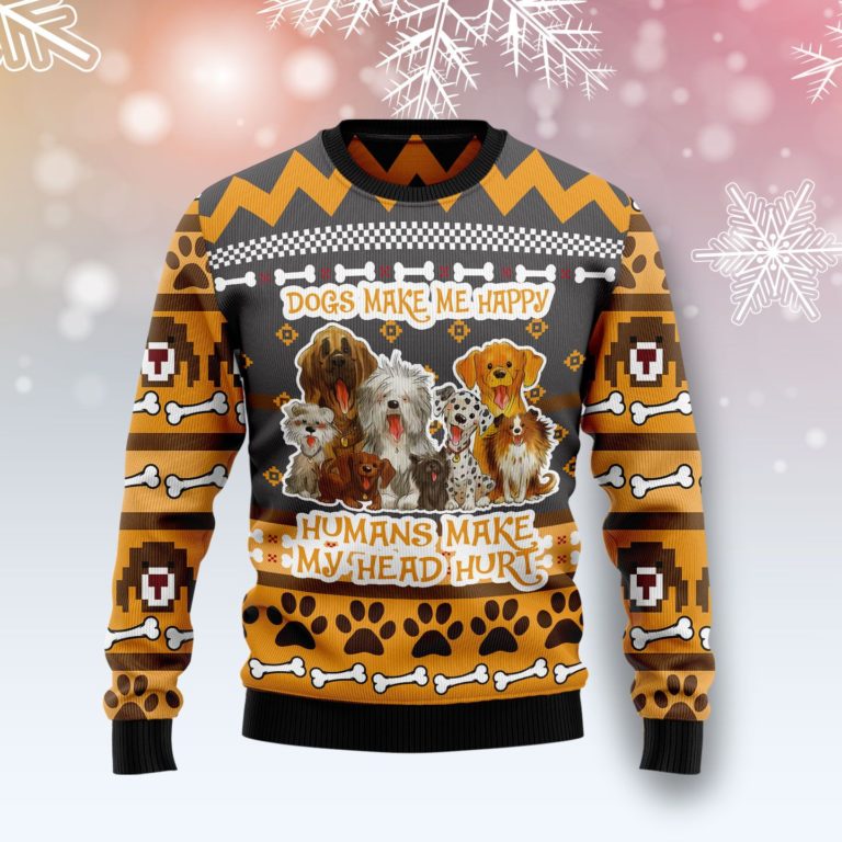 Dogs Make Me Happy Christmas Wool Sweater
