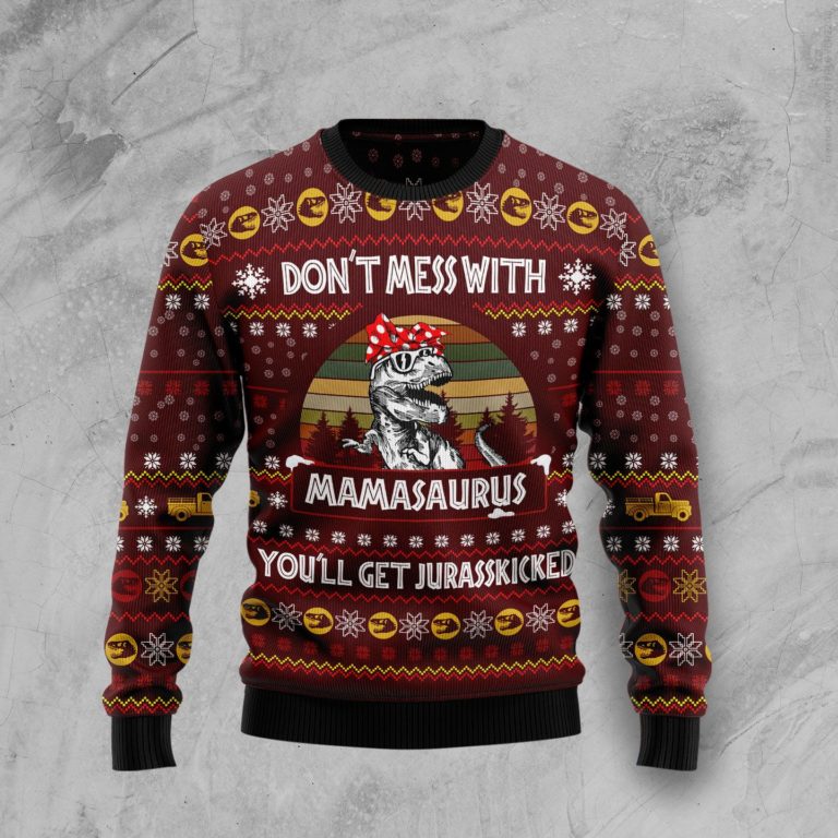 Dinosaur Mom Christmas Wool Sweater