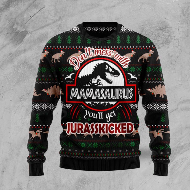 Dinosaur Mamasaurus Christmas Wool Sweater