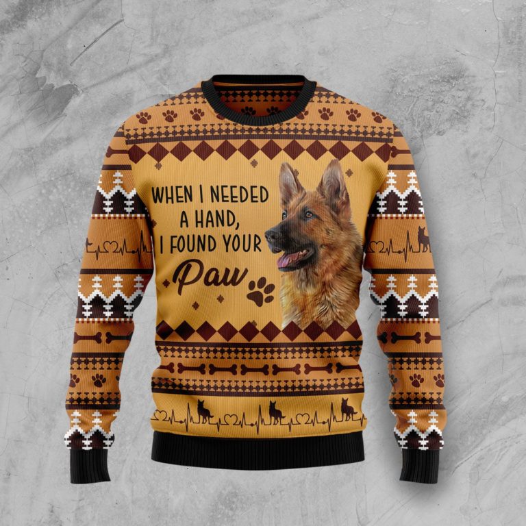 German Shepherd When I Need A Hand Christmas Wool Sweater