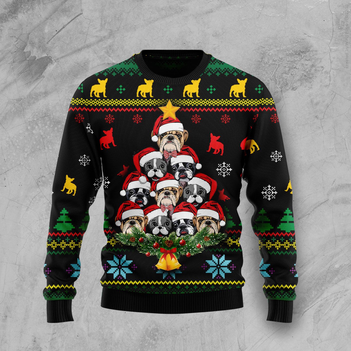 French Bulldog Christmas Wool Sweater - RobinPlaceFabrics