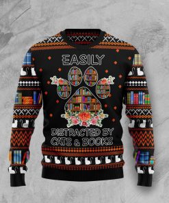 Cat And Books Christmas Christmas Wool Sweater
