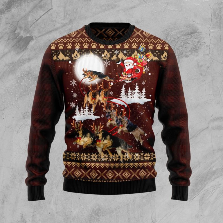 German Shepherd Reindeers Car Christmas Wool Sweater