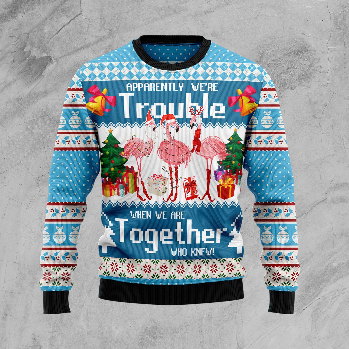 Flamingo Together Christmas Wool Sweater - RobinPlaceFabrics