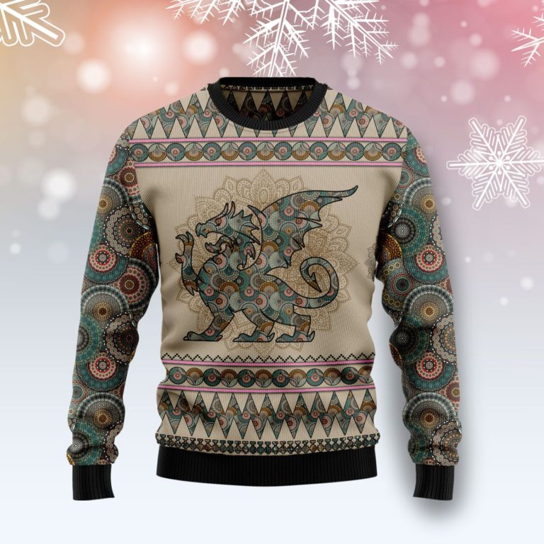Dragon Mandala Christmas Wool Sweater