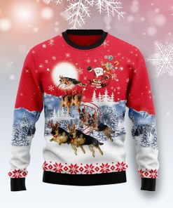 German Shepherd Santa Claus Christmas Wool Sweater German Shepherd Santa Claus Christmas Wool Sweater