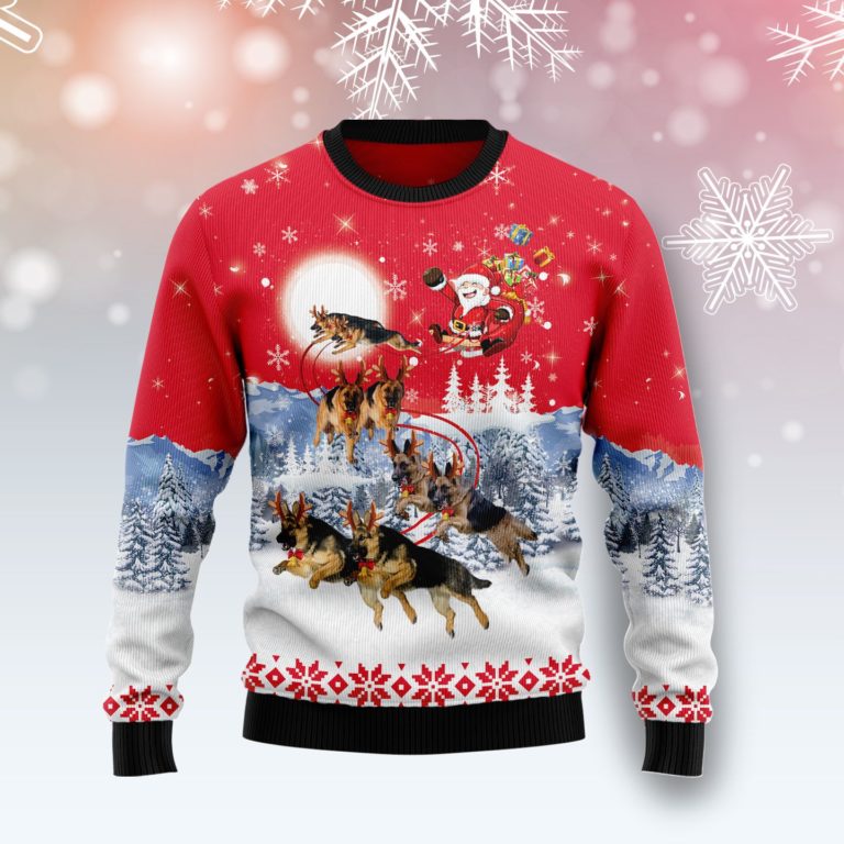 German Shepherd Santa Claus Christmas Wool Sweater