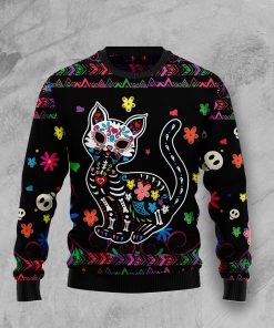 Cat Sugar Skull Christmas Wool Sweater