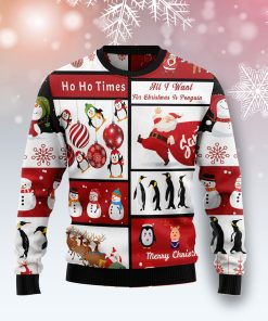 Cute Penguin Santa Claus Christmas Wool Sweater