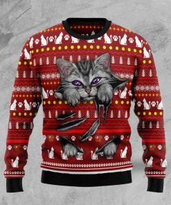 Cat Scratch Christmas Wool Sweater