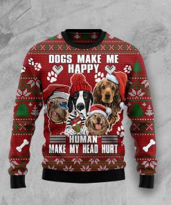 Dog Make Me Happy Humans Make My Head Hurt Christmas Wool Sweater Dog Make Me Happy Humans Make My Head Hurt Christmas Wool Sweater