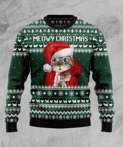 Cat Santa Christmas Wool Sweater