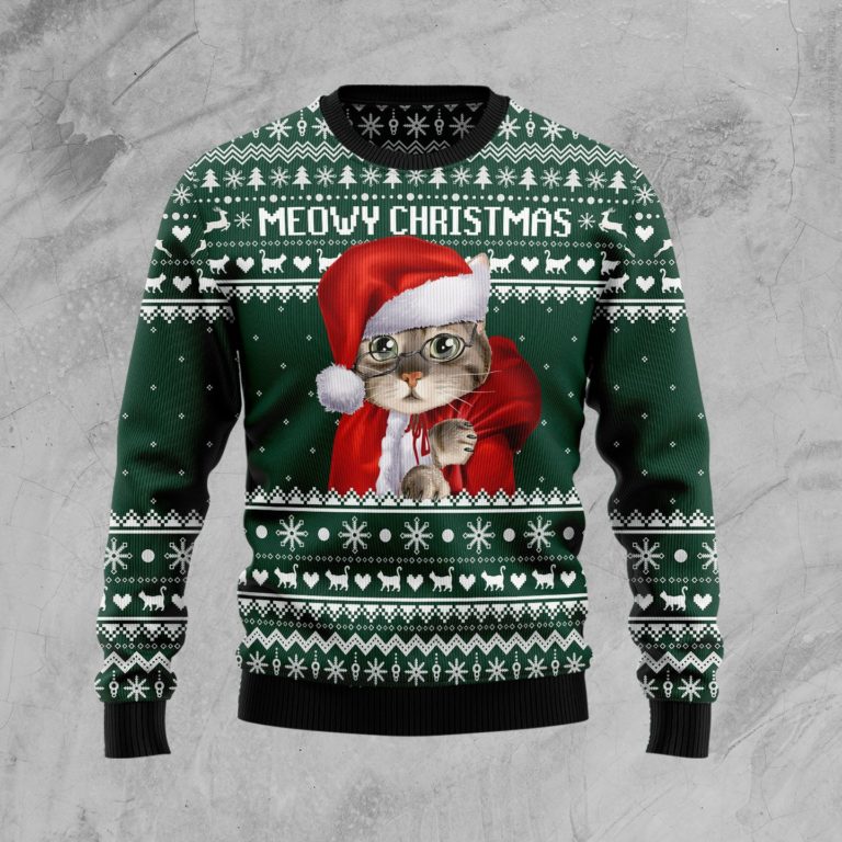 Cat Santa Christmas Wool Sweater