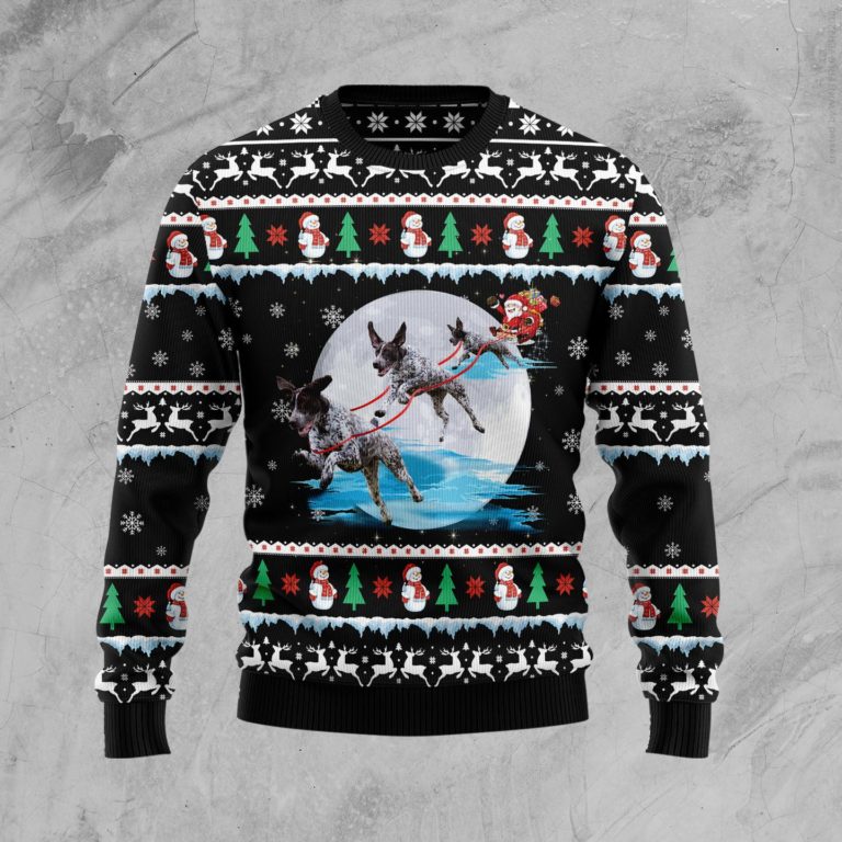 German Shorthaired Pointer Santa On Highway Christmas Wool Sweater