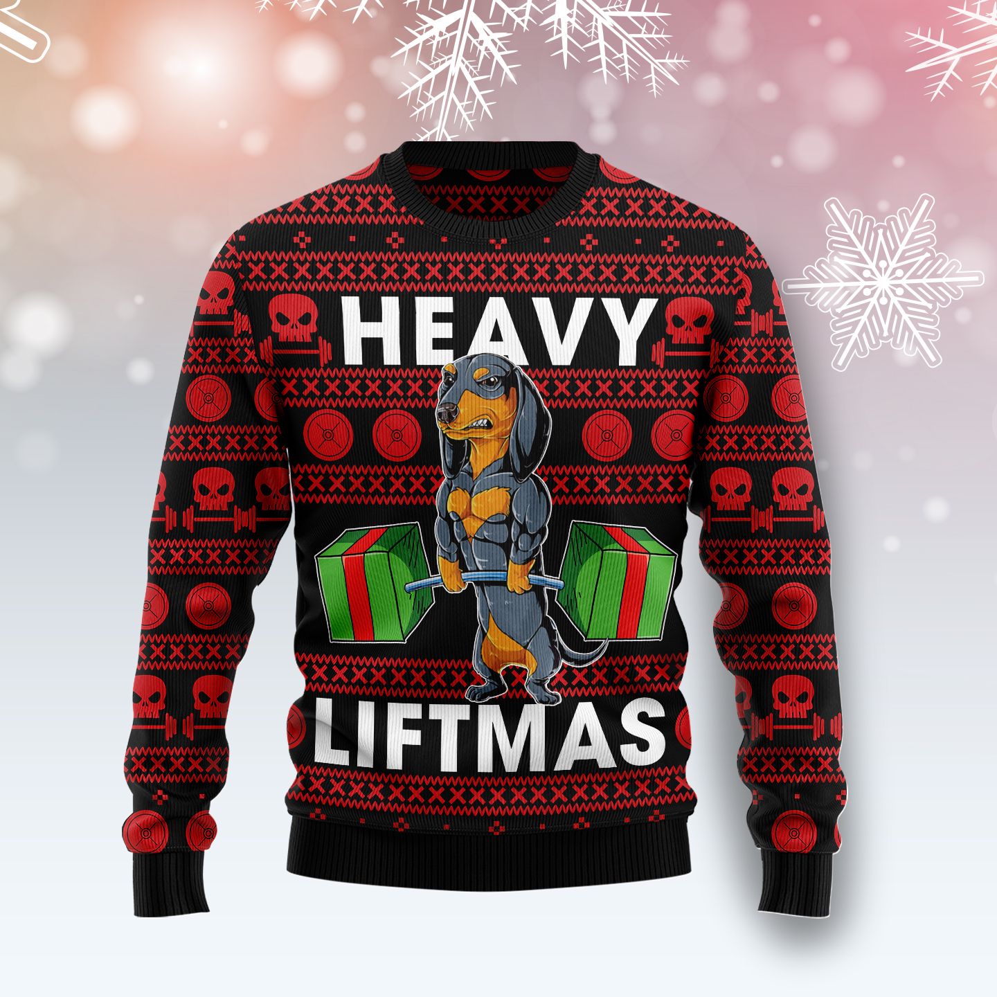 Dachshund Heavy Liftmas Christmas Wool Sweater - RobinPlaceFabrics