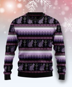 Cat Purple Pattern Christmas Wool Sweater Cat Purple Pattern Christmas Wool Sweater