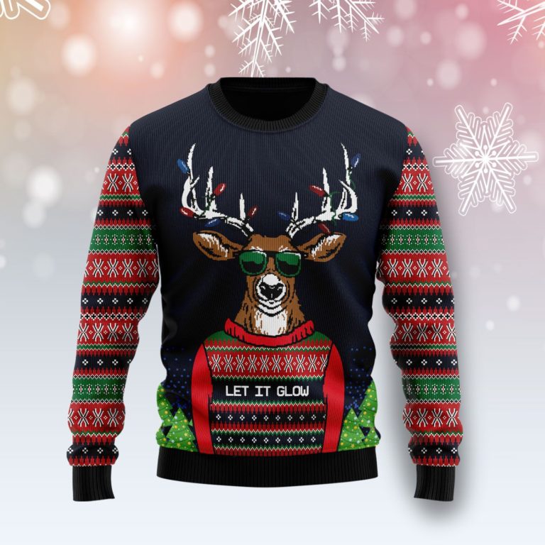 Deer Let It Glow Christmas Wool Sweater