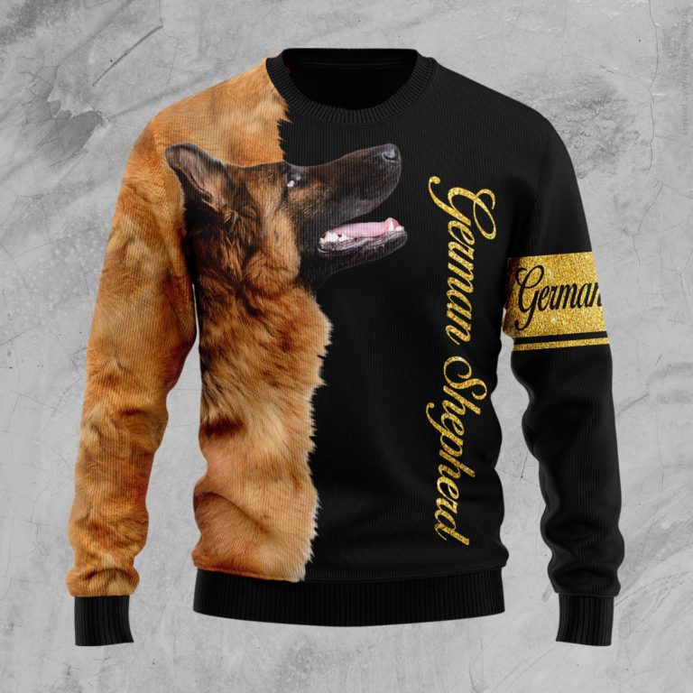 German Shepherd Half Cool Christmas Wool Sweater