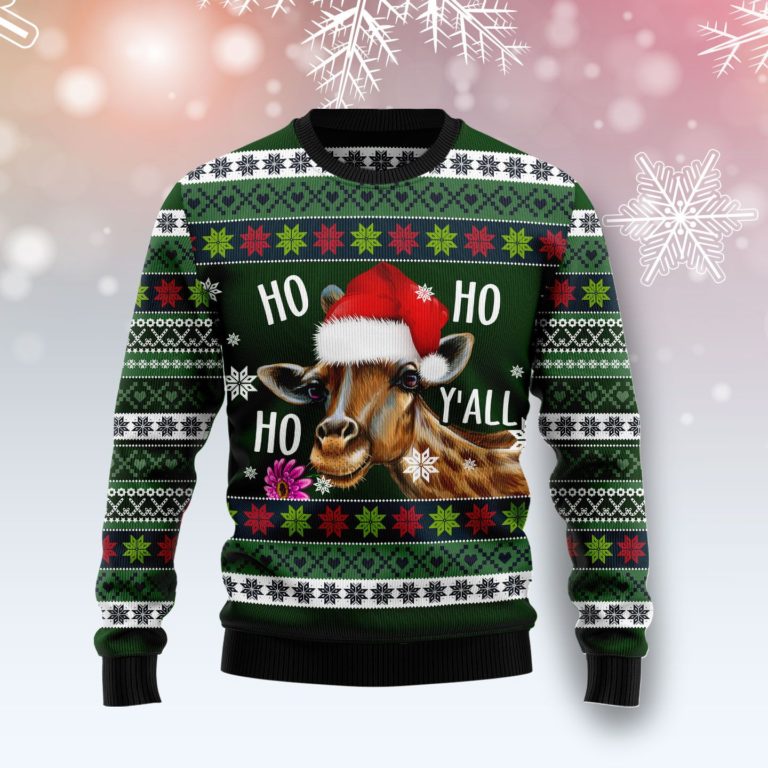 Giraffe Hohoho Y?all Christmas Wool Sweater
