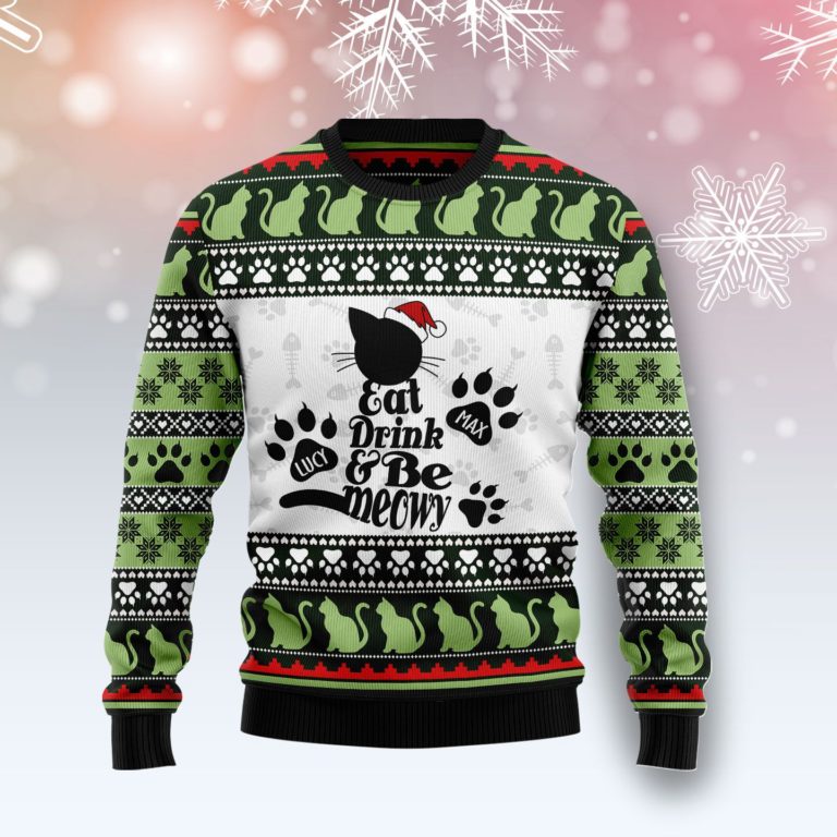 Cat Meowy Personalized Christmas Wool Sweater