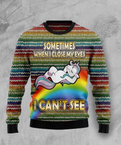 Funny Unicorn Sometimes When I Close My Eyes Christmas Wool Sweater