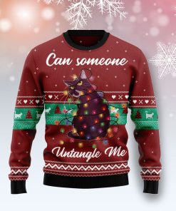 Can Someone Untangle Me Cat Christmas Wool Sweater Can Someone Untangle Me Cat Christmas Wool Sweater
