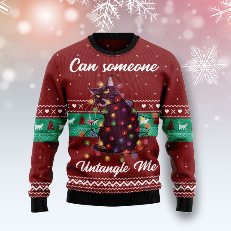 Can Someone Untangle Me Cat Christmas Wool Sweater