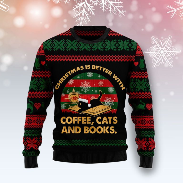 Christmas Better With Cat And Book Christmas Wool Sweater