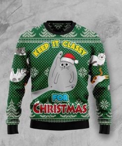 Cat Keep It Classy For Christmas Christmas Wool Sweater
