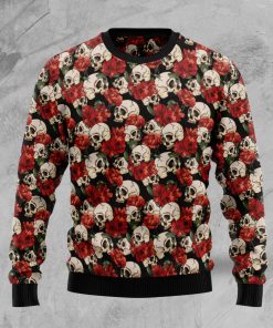 Floral Skull Christmas Wool Sweater