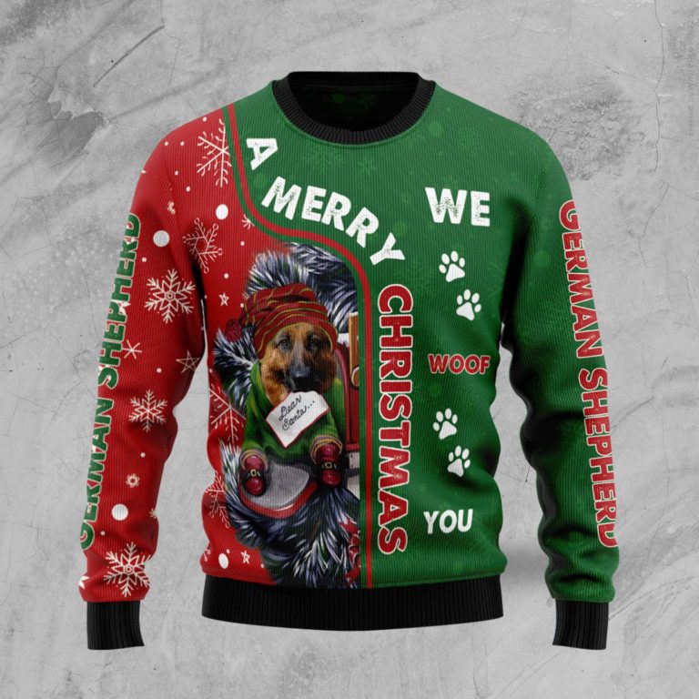 German Shepherd Merry Christmas Christmas Wool Sweater