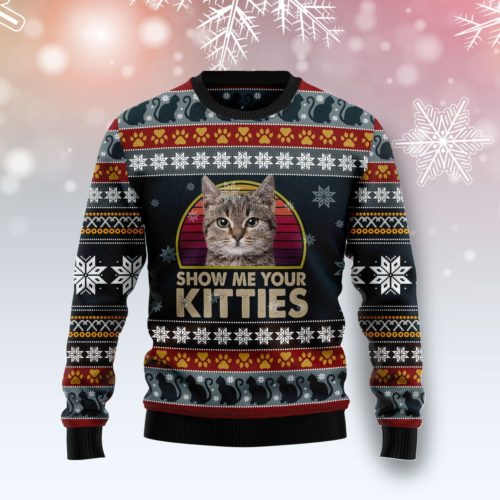Cat Show Me Your Kitties Christmas Wool Sweater | RobinPlaceFabrics ...