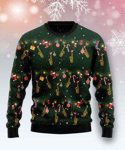 Christmas Instrument Saxophone Christmas Wool Sweater Christmas Instrument Saxophone Christmas Wool Sweater