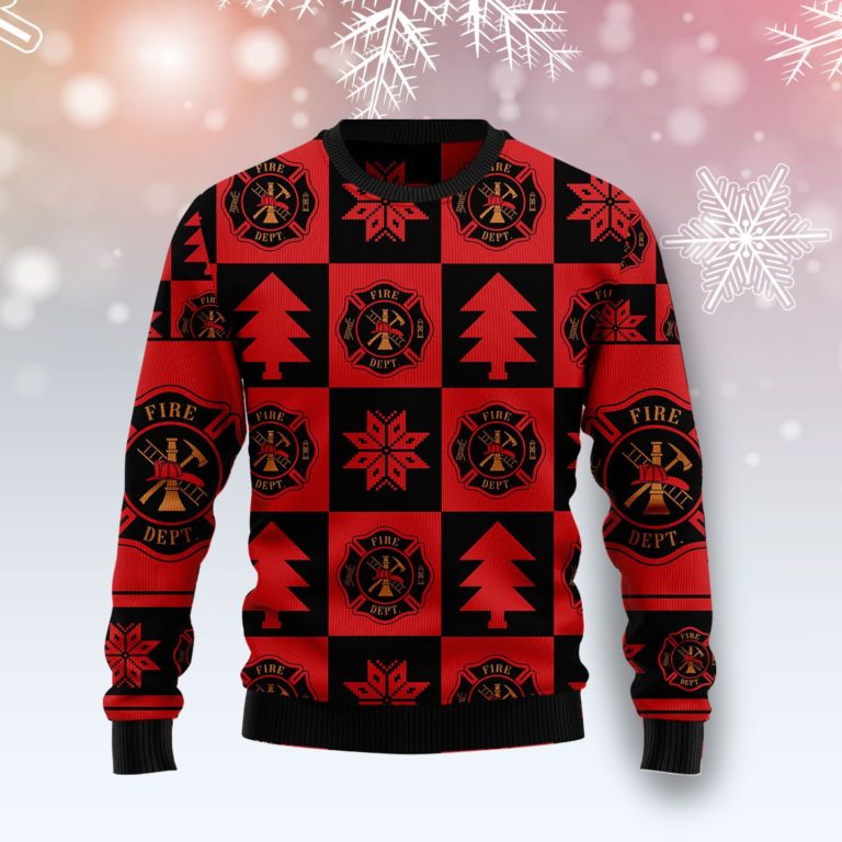 Firefighter Christmas Pattern Christmas Wool Sweater