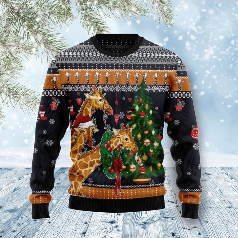 Giraffe Love Christmas Christmas Wool Sweater