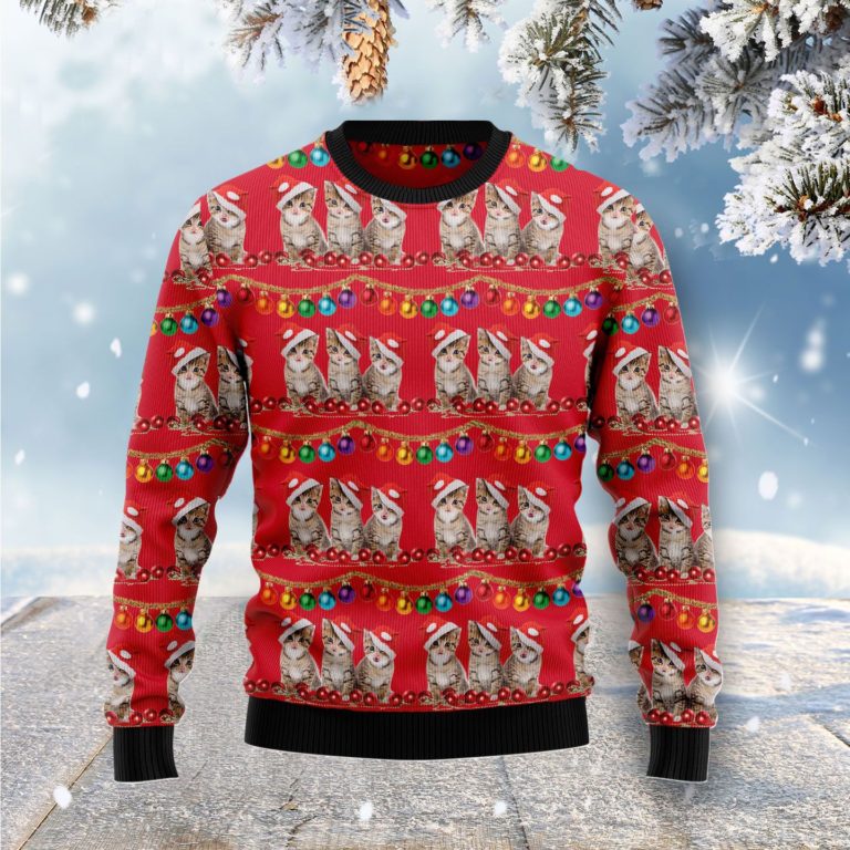 Cat Themed Kitten Christmas Wool Sweater